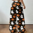 thumbnail image 5 of Fabrcox Halloween Pajama Pants Womens Ghost Pumpkin Spider Web Womens Sleep Pants Comfy Spooky Fall Winter Wide Leg Womens Lounge Pants, 5 of 5