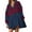 Navy-A, variant on Tumotour Mini Dress For Women Casual Loose Striped Patchwork Color Block Long Sleeve Lapel V Neck Pleated Oversized Slim Fit Sweatshirt Dress