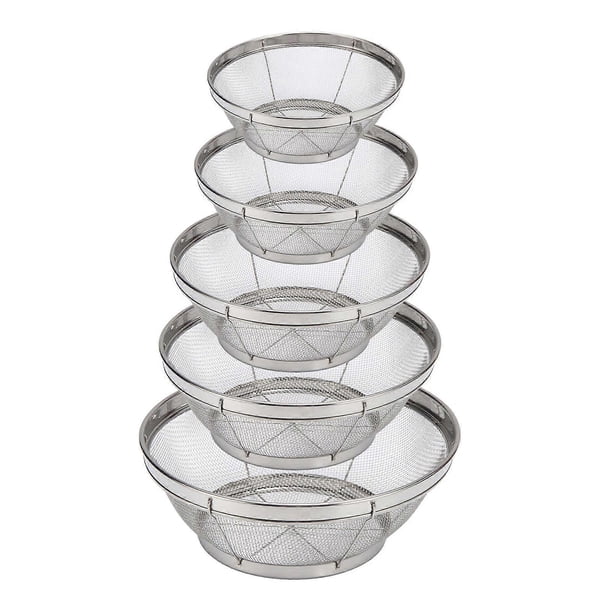 Rusts Resistant Stainless Steel Mesh Strainer High Capacity Colander For Food Draining Professional Kitchen Sieves