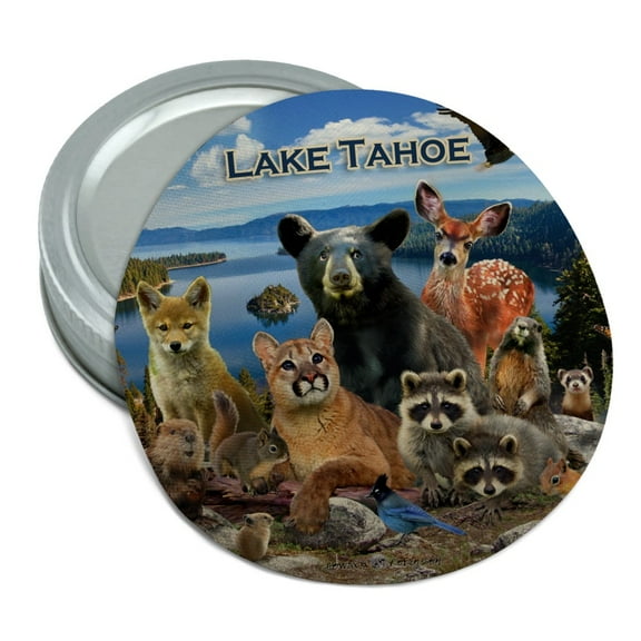 Lake Tahoe California CA Nevada NV Animals Bear Cougar Deer Round Rubber Non-Slip Jar Gripper Lid Opener