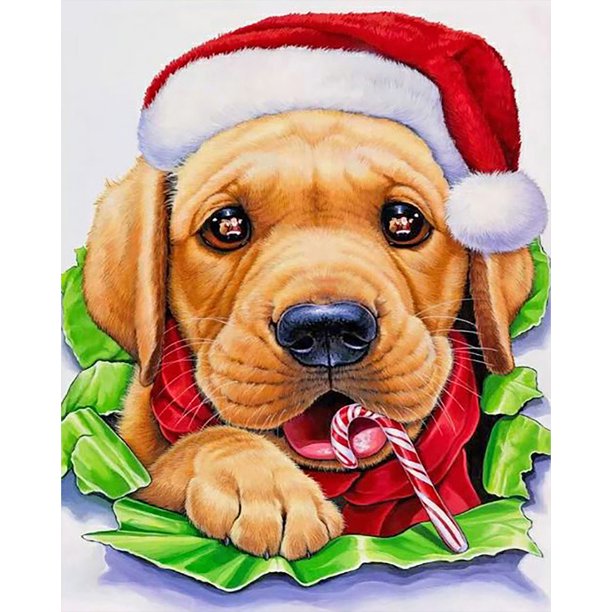 DIY 5D Navidad perro imagen completo taladro redondo Rhinestone pintura Kit habitación decoración Tmvgtek decoración de arte en el hogar