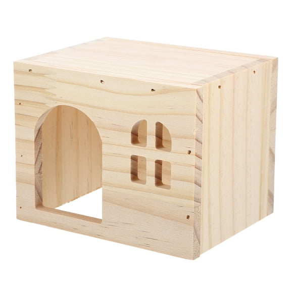 Masteelf Guinea Pig Hideout House Multi-Chamber Small Animal Wooden Hut Decor for Guinea Pig
