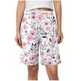 thumbnail image 2 of Xysaqa Bermuda Shorts for Women Trendy Floral Print Womens Knee Length Lounge Shorts Casual Drawstring High Waisted Gym Workout Athletic Shorts S-2XL Summer Savings, 2 of 6