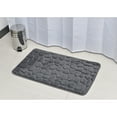 thumbnail image 3 of 3D Cobble Stone Shaped Memory Foam Bath Mat Microfiber Non Slip Dark Grey, 3 of 5