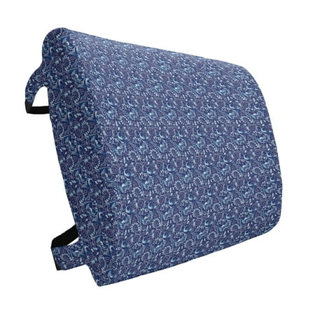

Navy Lumbar Pillow Folk Chinese Design Inspired Floral Swirls Classic Image Soft Back Cushion for Office Chairs with Adjustable Straps 14 x 13 Royal and Sky Blue by Ambesonne