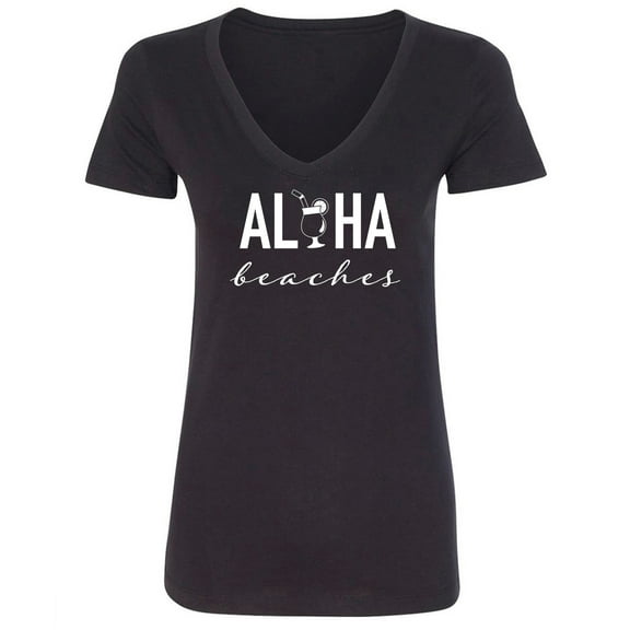 Aloha Beaches (cocktail) Womens V-Neck Tee