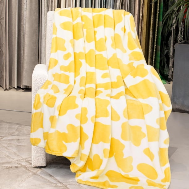 Manta amarilla para cama – Linda manta decorativa de forro polar suave para sofá – Regalos amarillo limón brillante para mujeres, niñas, adolescentes, cumpleaños de 50 x 60 pulgadas