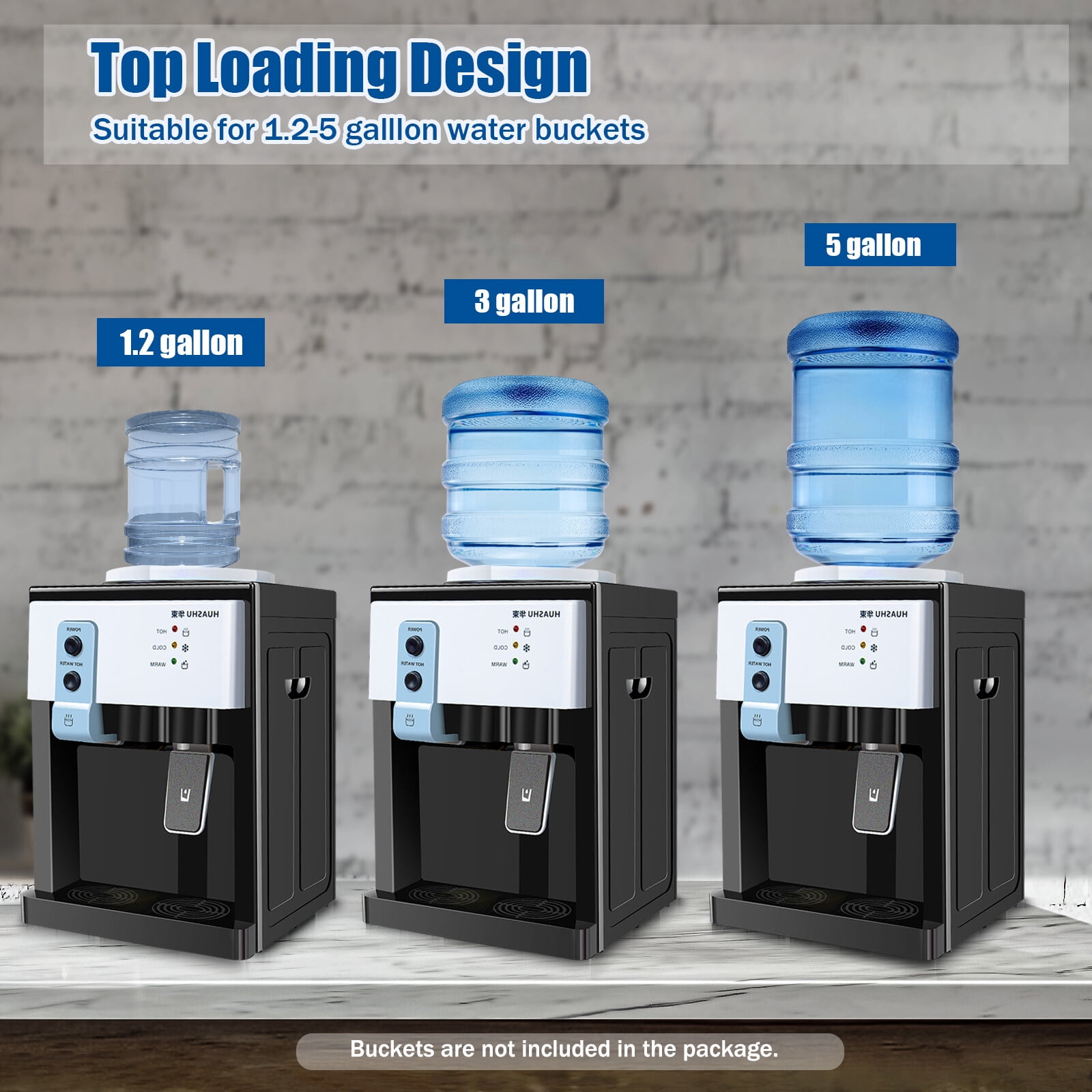 Water Dispenser, Hot and Cold Water Dispenser Countertop, Small Mini Water Dispenser with Stainless Steel Tank, Energy Saving 1kW/Day, 4.85lbs Lightweight for 1-4.9Gal Bottle