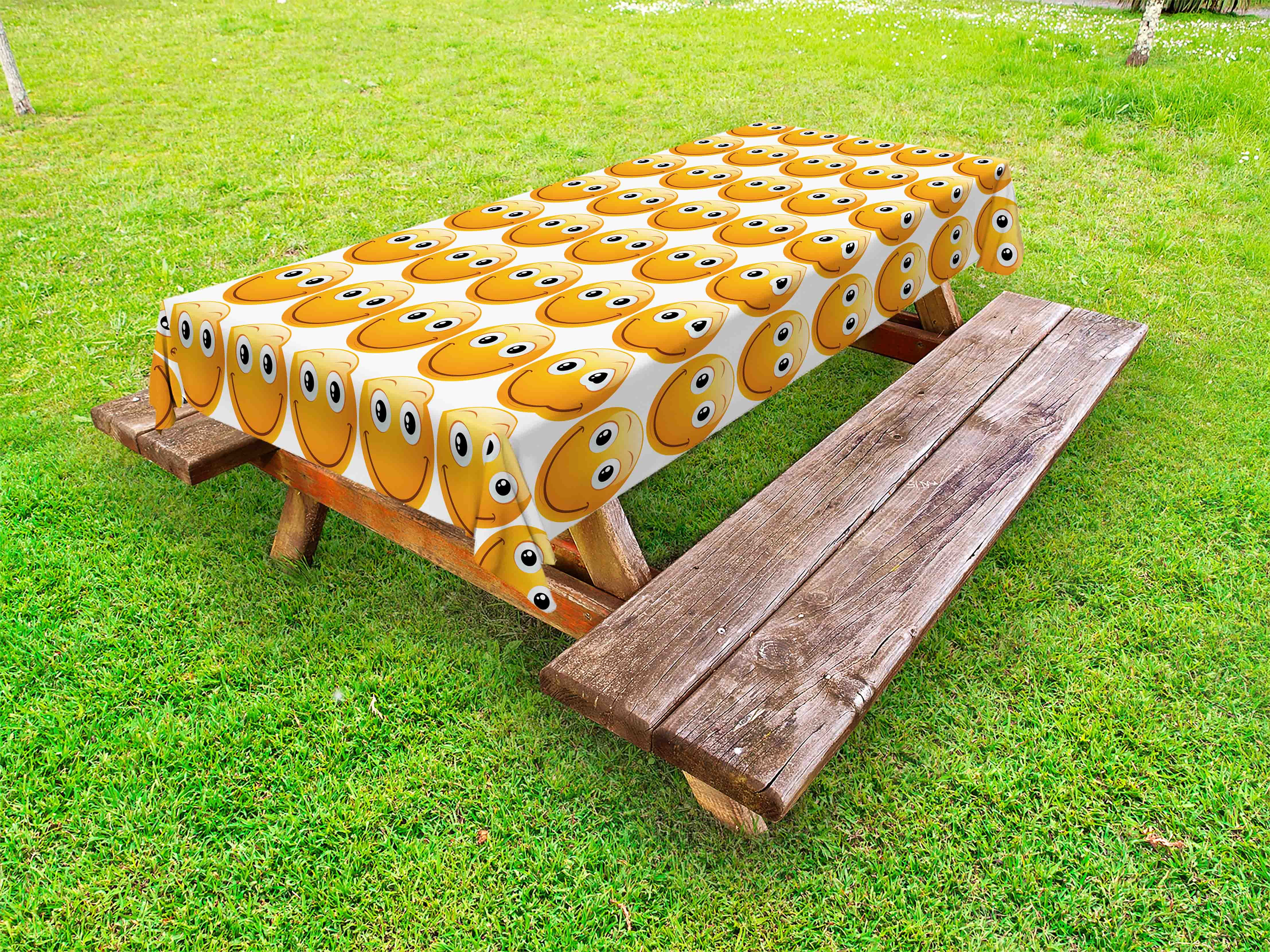 Emoji Outdoor Tablecloth, Smiley Technologic Modern Happy Loving Mood