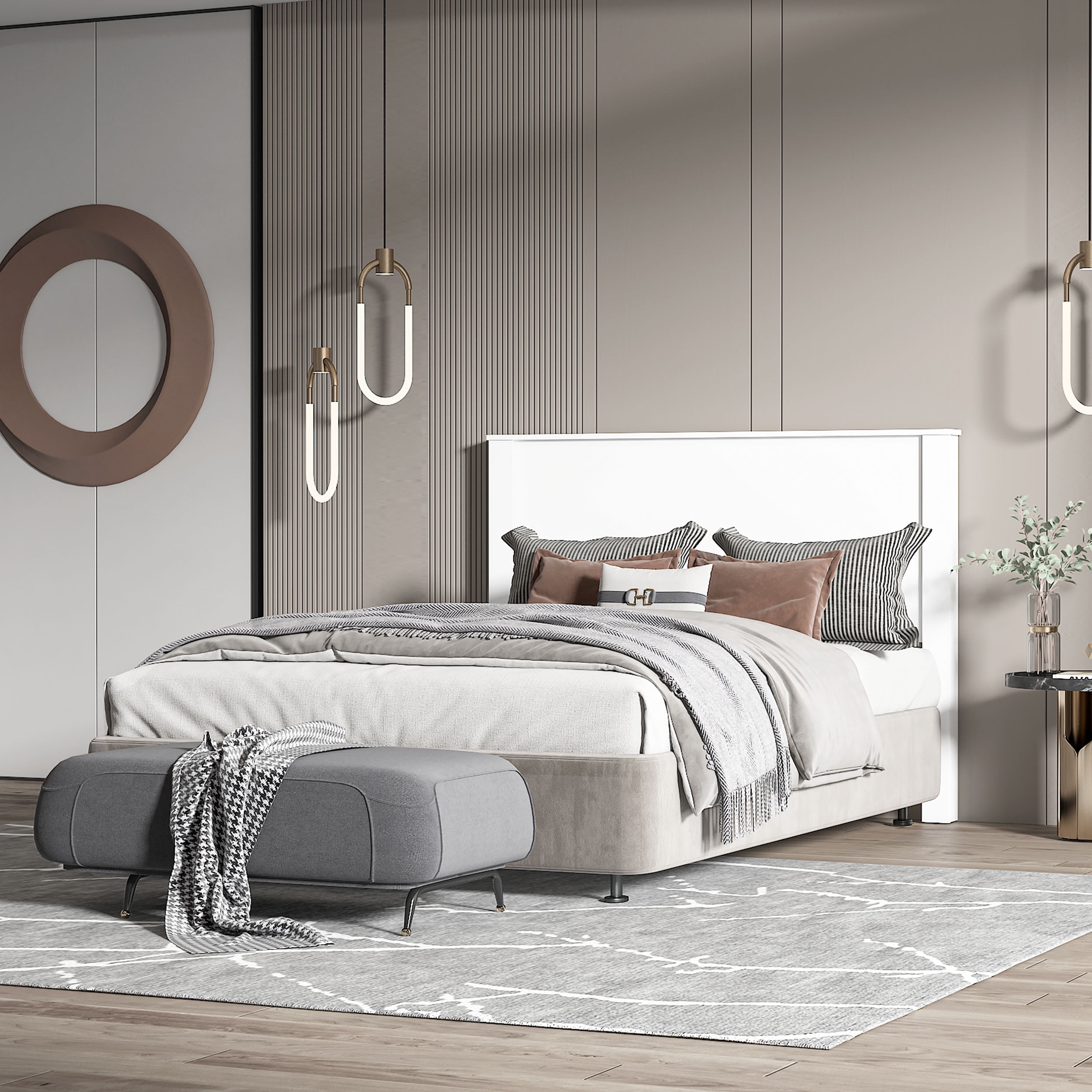 Polifurniture Juliette Full Size Wood Panel Headboard, White