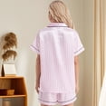 thumbnail image 4 of Womens Short Sleeve Pajama Set, 2 Piece Striped Button Down Sleepwear Set, Soft Notch Collar Pajama Shorts Loungewear for Women, 4 of 6