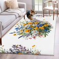 thumbnail image 3 of Yellow Flower Area&nbsp;Rug 4x6ft Spring White Blue Floral Plant Watercolor Farm Non-Slip&nbsp;Washable Square&nbsp;Rugs Soft Felt Indoor Floor Mat for Bedroom Kitchen Living Room Bathroom, 3 of 9