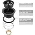 thumbnail image 5 of Black Kitchen Sink Drain Matte Black Sink Strainer 3-1/2 Inch Drain Assembly Kit Replacement for Universal 3.5 Inch Kitchen Sink, All Stainless Steel Body with Strainer Basket and Drain Stopper, 5 of 7