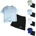 thumbnail image 4 of ZACPNCV Boys Clothing Sets Tagless Athletic Performance Crew Neck T-Shirt and Shorts Outfits Light Blue 8-9 Years, 4 of 4