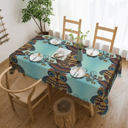 

Tablecloth Owl Bird And Flowers Table Cloth For Rectangle Tables Waterproof Resistant Picnic Table Covers For Kitchen Dining/Party(54x72in)