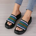 thumbnail image 7 of BERANMEY Knit Platform Slippers Women's Platform Wedge Sandals Comfort Square Open Toe Mules Classic Slip On Slippers Casual Slides for Women Single Band Flatform Slide, 7 of 7