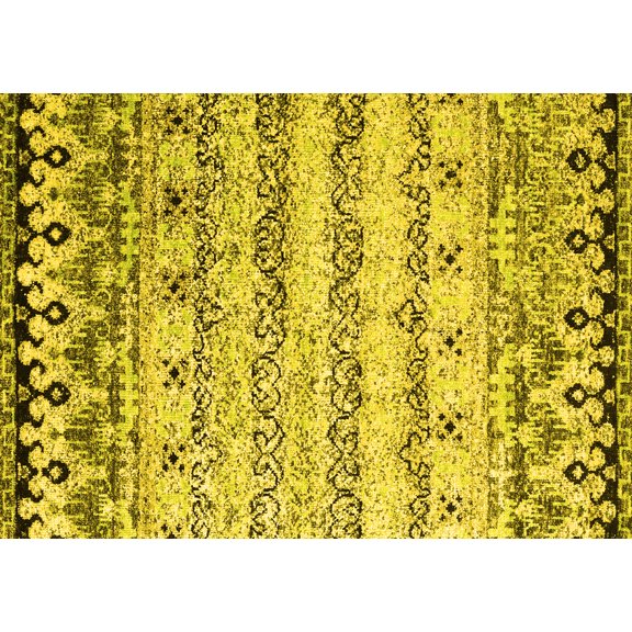 Ahgly Company Indoor Rectangle Abstract Yellow Contemporary Area Rugs, 4' x 6'