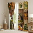 thumbnail image 3 of Rustic Deer Window Curtains Cabin Wild Animal Moose Elk Curtains & Drapes Country Lodge Cabin 30%-50% Blackout Curtains Pine Tree Maple Leaves Curtains Vintage Grunge Patchwork,42x63 inch, 3 of 6