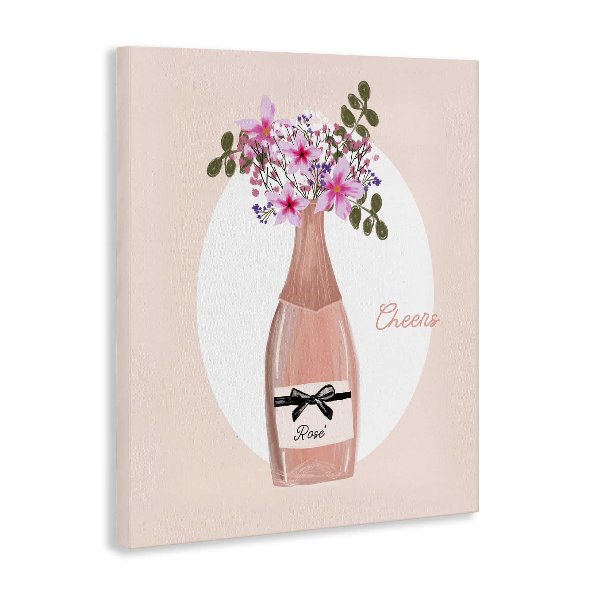 Stupell Industries Cheers Pastel Rosé Food & Beverage Painting Gallery Wrapped Canvas Art Print Wall Art, 24 x 30