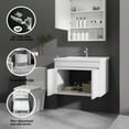 thumbnail image 6 of 32 inch Floating Bathroom Vanity with Ceramic Sink, Soft-Close Door, Wall-Mounted Modern Design, Waterproof Plywood for Small Space, Imitation Oak (Faucet Not Included), 6 of 10
