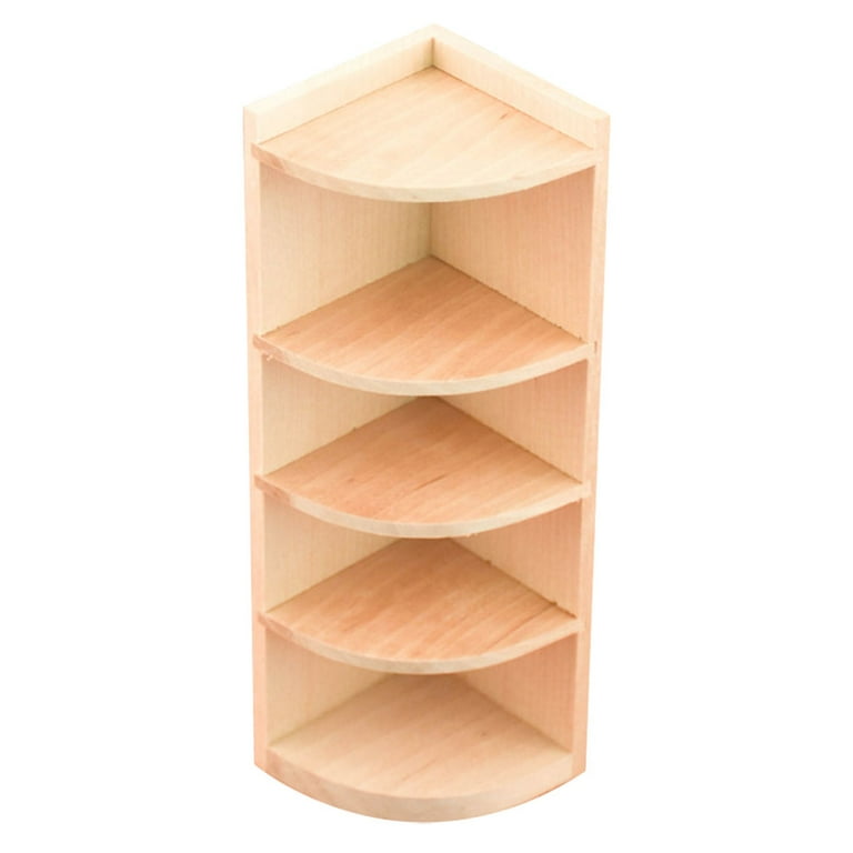 Dollhouse Cabinet Miniature Mini Model Corner Shelf Wood Furniture Wooden Decor Bookshelf Garden Fairy Bookcase