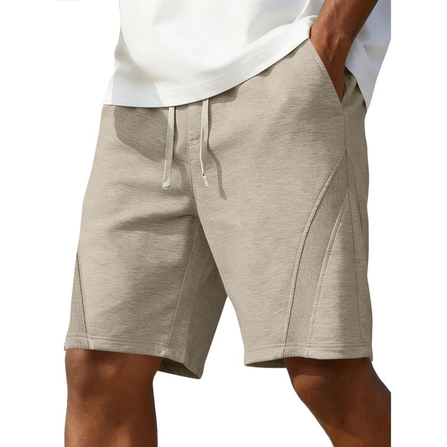 cfhntfmh Mens Summer Casual 7" Shorts Summer Drawstring Elastic Waist Beach Sweat Shorts Texture Shorts with Pockets