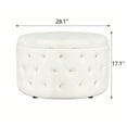 thumbnail image 4 of Homebeez Round Storage Ottoman Button Tufted Footrest Stool Coffee Table Children Sofa Stool,White, 4 of 8