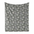 thumbnail image 1 of Floral Soft Flannel Fleece Throw Blanket, Abstract Illustration of Dahlia Flowers Composition Petal Prints, Cozy Plush for Indoor and Outdoor Use, 70" x 90", Grey Dimgrey and Coconut, by Ambesonne, 1 of 6