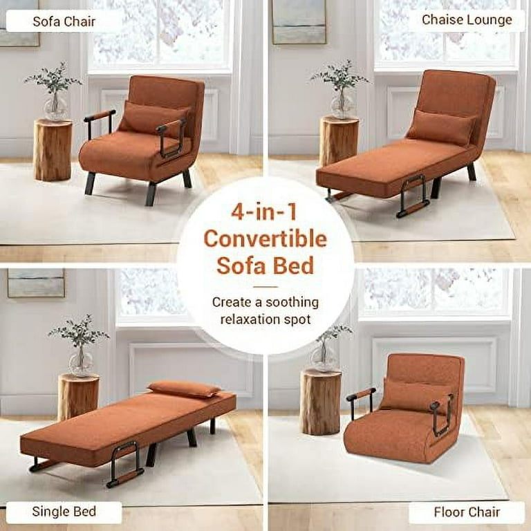 Single Folding Sofa Bed Chair Convertible 6 Position Arm Chair