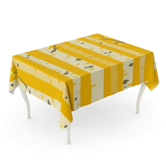 LADDKE Orange Autumn Aspen Grove Tileable Pattern Birch Trees Yellow Tablecloth Table Desk Cover Home Party Decor 60x104 inch