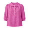 thumbnail image 4 of MVRLSH Womens Tops Shirts Blouse Casual Button Down V Neck Long Sleeve Lightweight Soft Pullover Basic Tee Top Loose Fit Linen Blouses Pink - XL, 4 of 6