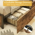 thumbnail image 2 of Fluest Twin Bed Frame with 2-Tier Storage Headboard, USB Port and LED Light, 4 Storage Drawers, Brown, 2 of 7