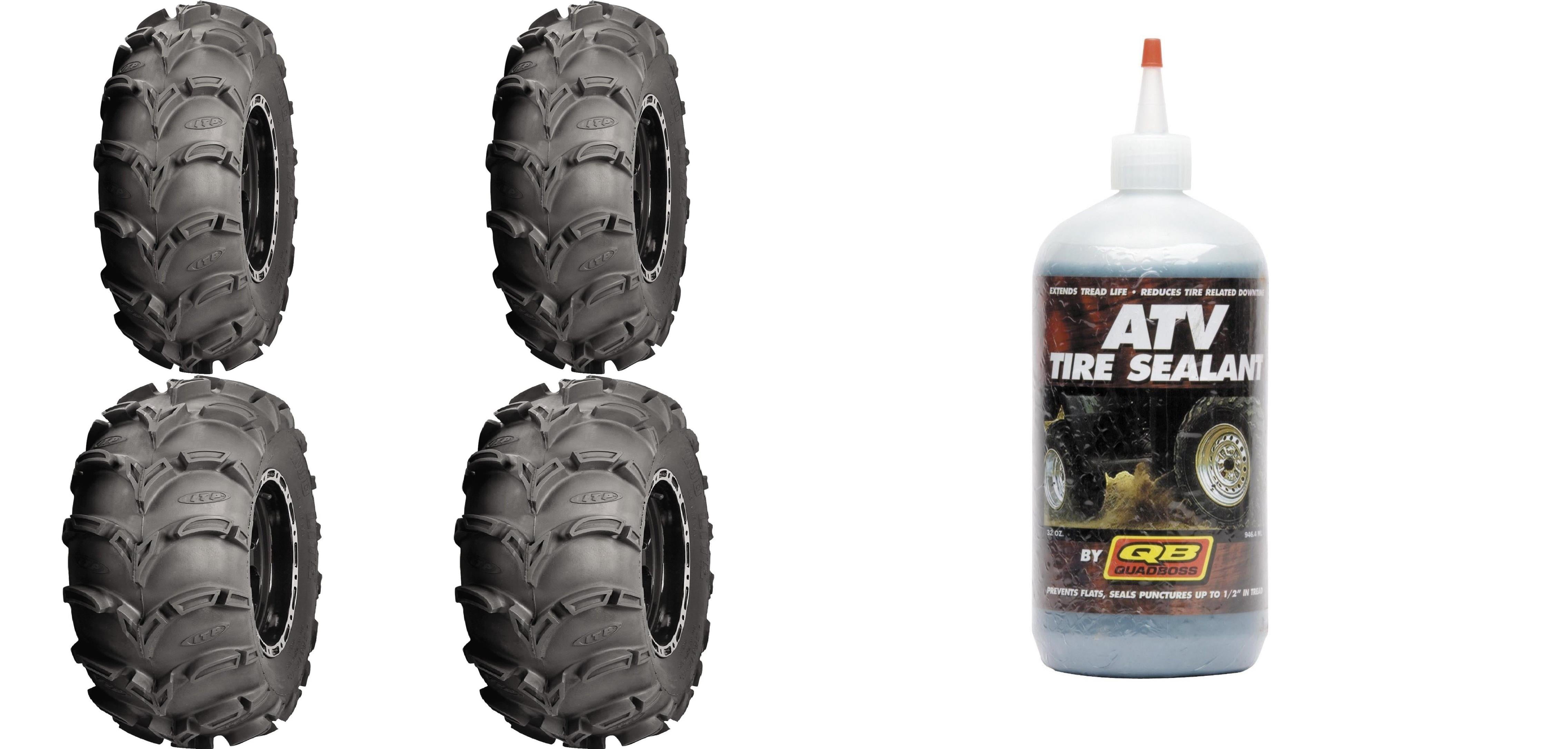 Set of 4 ATV ITP Tires (Mud Lite XL 27x1014 Front, 27x1214 Rear) with