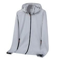 thumbnail image 2 of Rigardu jackets for men mens jacket Male Spring And Summer Sunscreen Ice Silk Thin Long Sleeved Zipper Hooded Solid Color Jacket Grey+4XL, 2 of 6