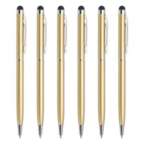 6pcs Metal Stylus Pen Ballpoint Pen 2 in 1 Universal Retractable Ink Pen with Stylus Tips, Gold