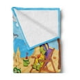 thumbnail image 2 of Animal Soft Flannel Fleece Throw Blanket, Cartoon Animals Playing on Beach Monkey Hippo Dolphin Exotic Summer Illustration, Cozy Plush for Indoor and Outdoor Use, 50" x 60", Multicolor, by Ambesonne, 2 of 5