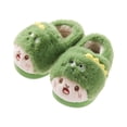 thumbnail image 2 of Hessimy Kids Cute Fuzzy Slippers Glow In The Dark Plush House Shoes Boys Girls Light Up Winter Slides Toddler Slippers Toddler Slippers Cute Slippers Winter Keep Warm Slippers (Green,1), 2 of 4