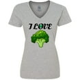 thumbnail image 3 of Inktastic I Love Broccoli Women's V-Neck T-Shirt, 3 of 5