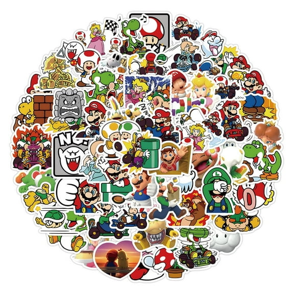 120 Pcs Mario Stickers Collector Set - Premium Vinyl Decals for Tumbler, Skateboard, Tech Devices | Anime Art Pack