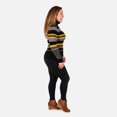 thumbnail image 3 of TAMSY Yellow and Black Color Stripped Rib Knit Full Sleeve Turtleneck Sweater Size - XS Birthday Christmas Gifts, 3 of 4