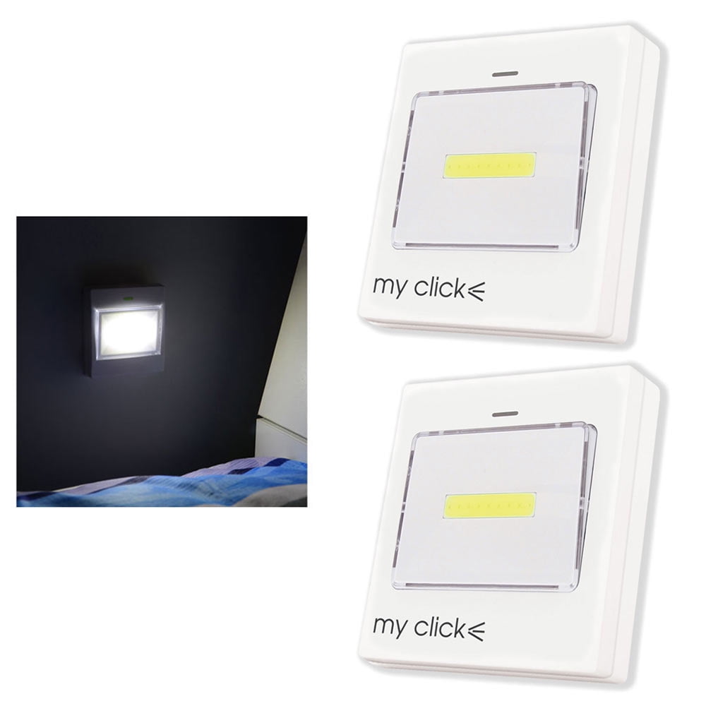 2 Pack Cordless COB LED Light Switch Night Light Place Anywhere Battery Included 