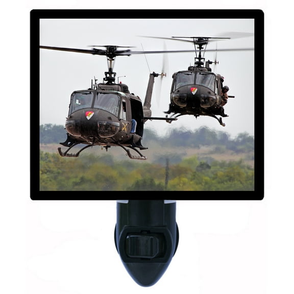 Night Light - Bell-UH1 Iroquois. | Helicopter Theme, Includes Free Switchable Insert, 4W Bulb, E12 Base