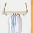 thumbnail image 3 of Gold Iron Wall-Mounted Clothes Rack, Retro Style Garment Display for Home, Boutique, and Laundry Room, 3 of 8
