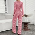 thumbnail image 5 of Prolriy Fall Outfits, Womens 2 Piece Outfits Striped Long Sleeve Square Neck Cropped Top Wide Leg Pants Sets Sweatsuits Lounge Sets for Women Red S, 5 of 8