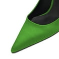 thumbnail image 2 of XYD Women Classic Slip On Pumps Stiletto Metal High Heels Pointy Closed Toe Formal Party Satin Shoes Size 4 Green, 2 of 4