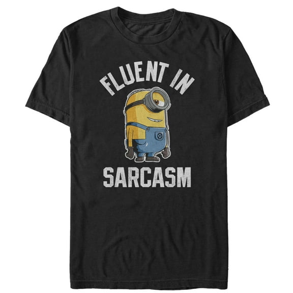 Men's Despicable Me Minion Fluent in Sarcasm Graphic Tee Black 2X Large