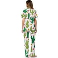 thumbnail image 3 of TSOVTHRID Cactus Sunflower Flower Print Pajama Set for Women Soft Short Sleeve Pajama with Long Pants Breathable Nightwear Button Down Sleepwear, Size L, 3 of 7