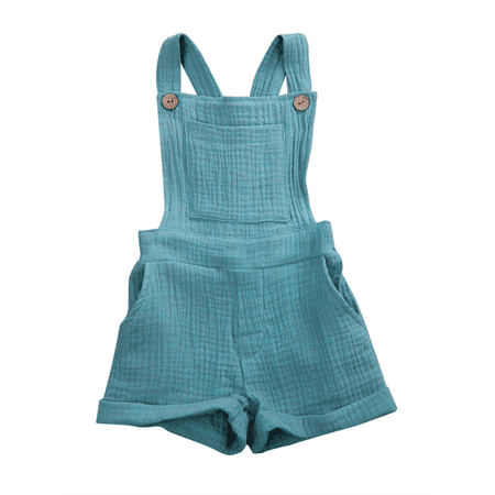 

Douhoow Toddler Bib Romper Infant Baby Summer Cotton Overalls Solid Color Sleeveless Jumpsuit 0-5Y