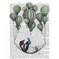 thumbnail image 3 of Fab Funky 15x18 Black Modern Framed Museum Art Print Titled - Penguin in Hammock Balloon, 3 of 5