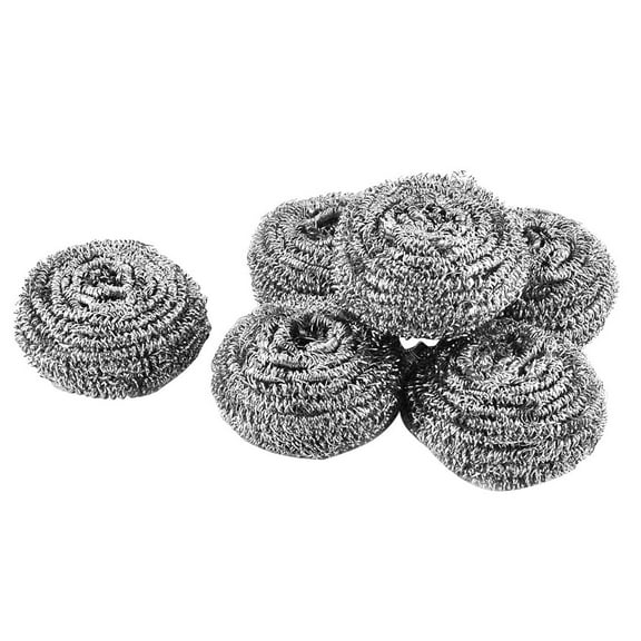 Unique Bargains Kitchen Pot Pan Stainless Steel Wire Scouring Pad Scrubbers 6 Pcs
